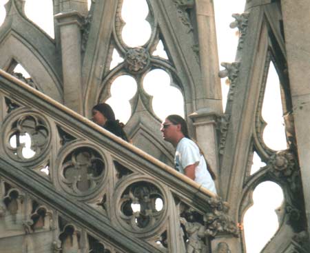 Climbing the stairs of Del Duomo, Milan