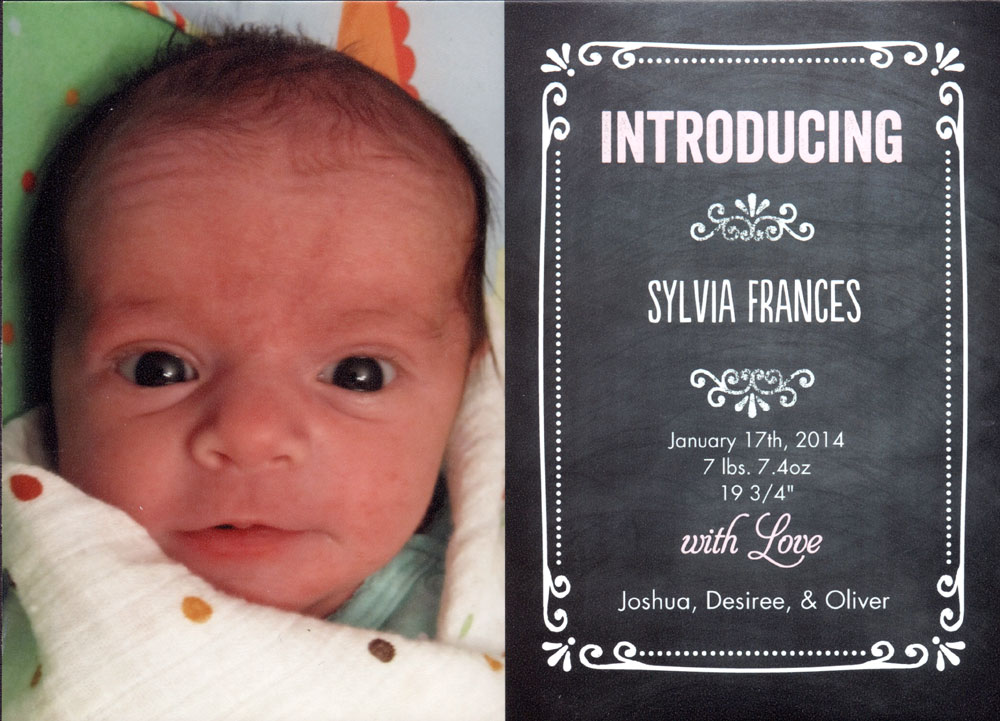 Sylvia White - Birth Announcement